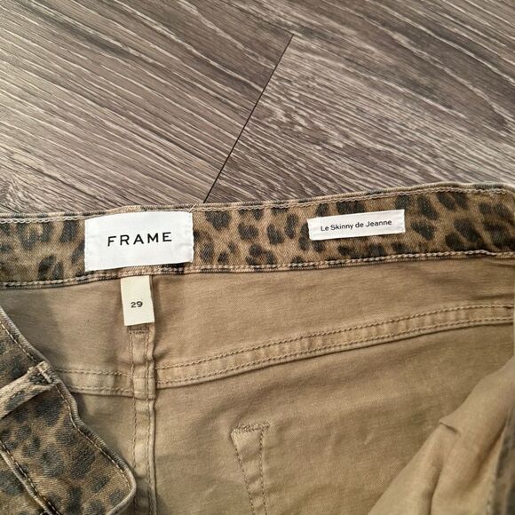 Frame Women's Le Skinny de Jeanne Leopard Jean Side Seam Piping - Picture 4 of 7